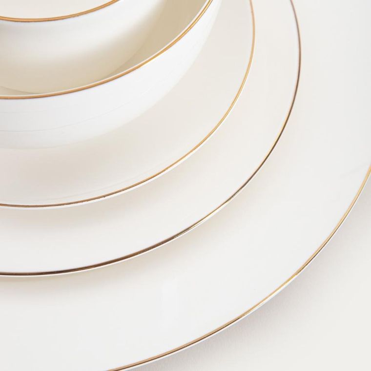 Homla, Auroo, talerz, obiadowy ze złotą obwódką, 26 cm