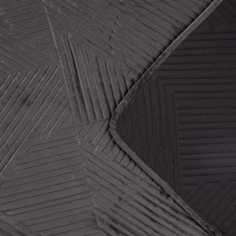 Homla, Aurum, narzuta welwetowa z pikowaniem, czarna, 220-240 cm, 745737