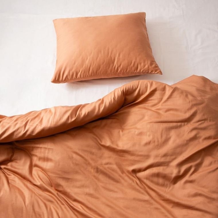 Homla, Avelia, pościel, satynowa z domieszką wiskozy ciemnobeżowa, 140-200