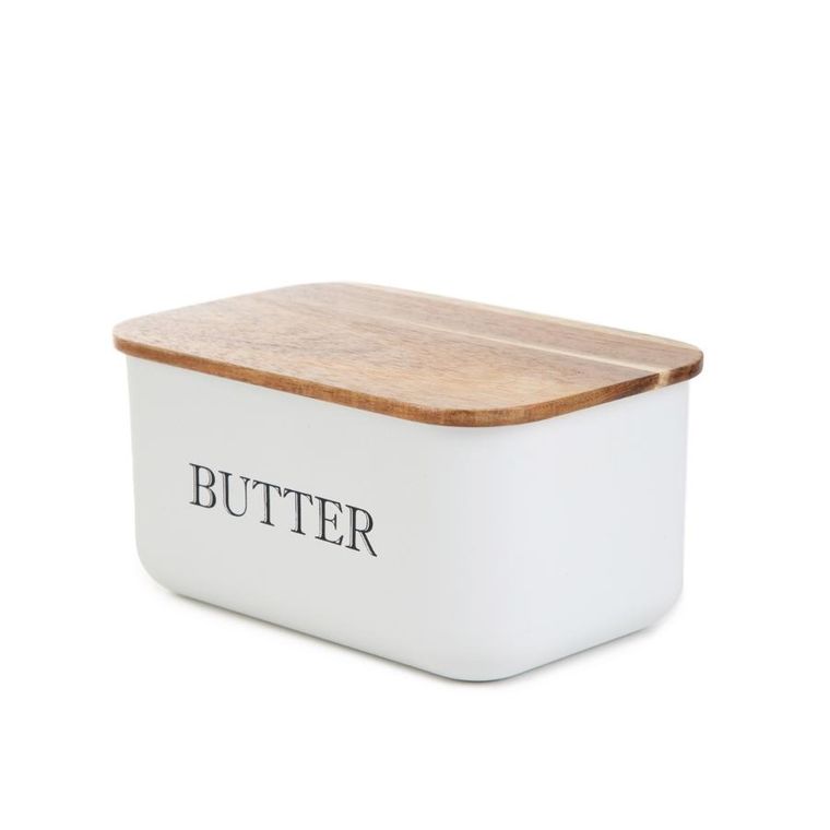 Homla, Avila, maselniczka, biała z akacjową pokrywką, 15-10-7 cm, 872520