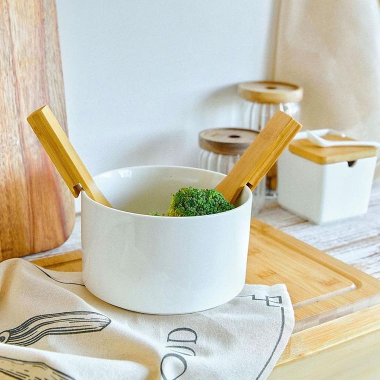 Homla, B2 Fincan, misa do sałat z bambusowymi łyżkami, 17 cm