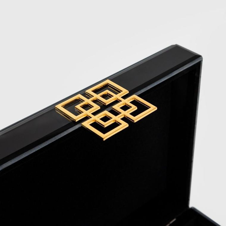 Homla, Carnival, szkatułka na biżuterię, szklana czarna, 19-15-8 cm