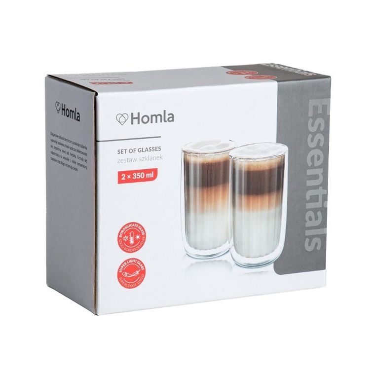 Homla, Cembra Groove, zestaw szklanek z podwójną ścianką, 350 ml, 732348