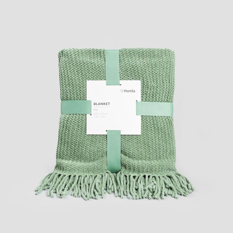 Homla, Chenille, koc, szenilowy pistacjowy, 130-170 cm