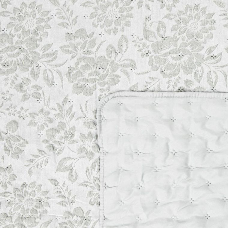 Homla, Claro, narzuta, żakardowa w kwiatowy wzór pistacjowa, 200-220 cm