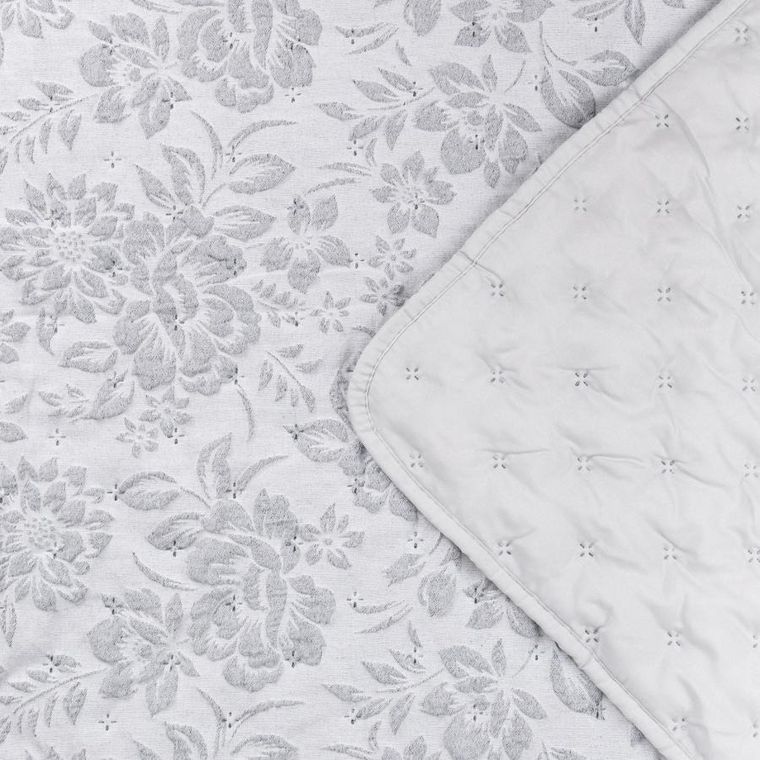 Homla, Claro, narzuta, żakardowa w kwiatowy wzór szara, 200-220 cm