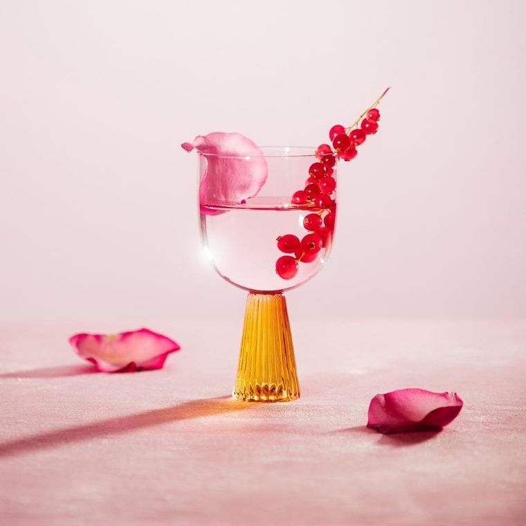 Homla, Fantasie, kieliszek z ryflowaną nóżką, różowo-żółty, 0,31l, 731426