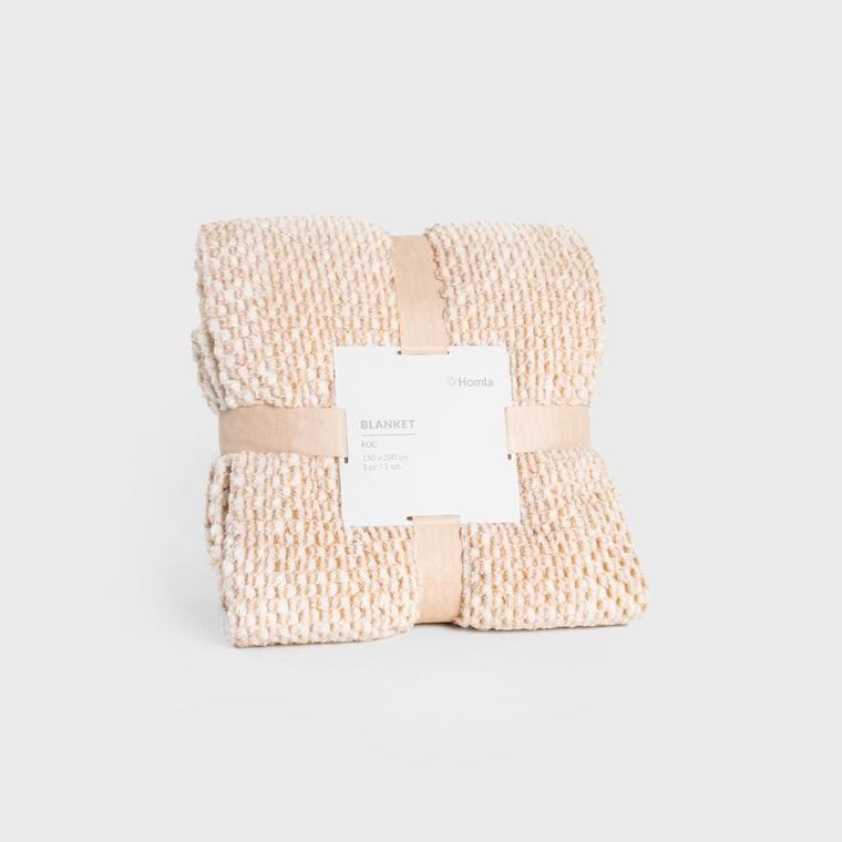 Homla, Galen, koc, gruby beżowy z efektem ombre, 150-200 cm