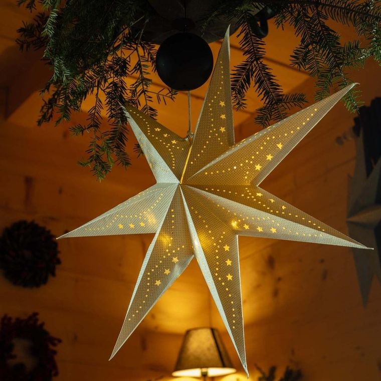 Homla, Galla, gwiazda, ażurowa, biała, LED,