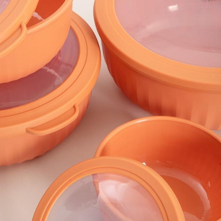 Homla, Kerma, zestaw, misek pomarańczowych z pokrywkami, 4 szt.