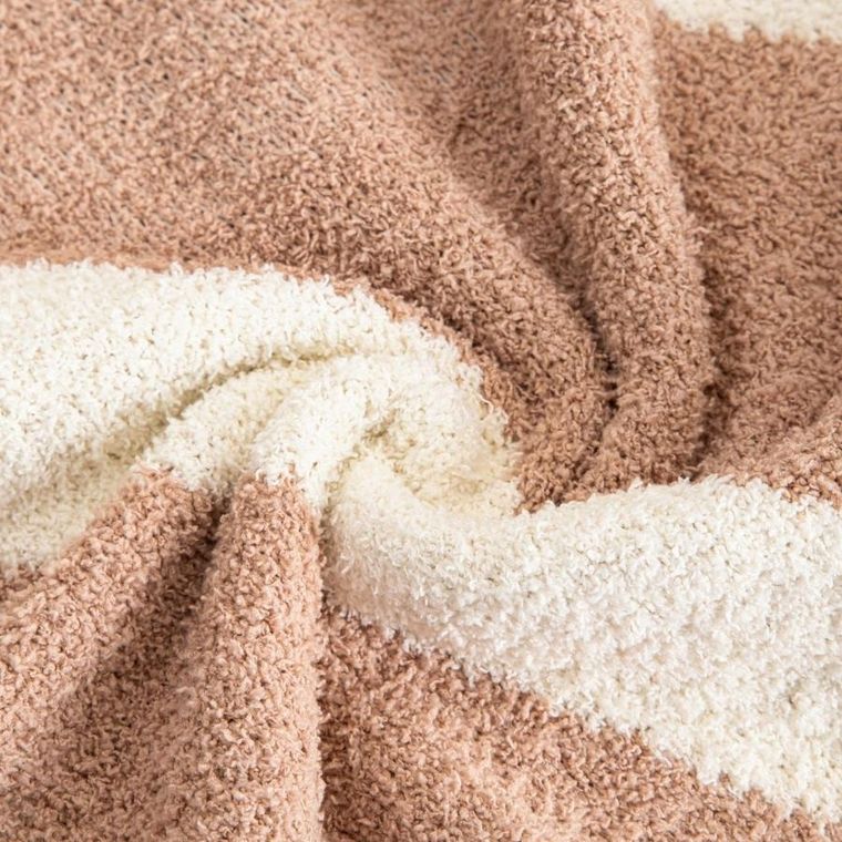 Homla, Kobe, koc gruby żakardowy z beżowym wzorem, 130-170 cm