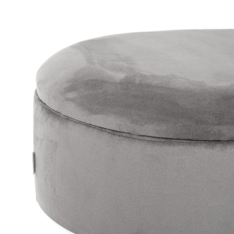 Homla, Layla, Ławka welurowa szara ze schowkiem 91,5-41-46.5 cm