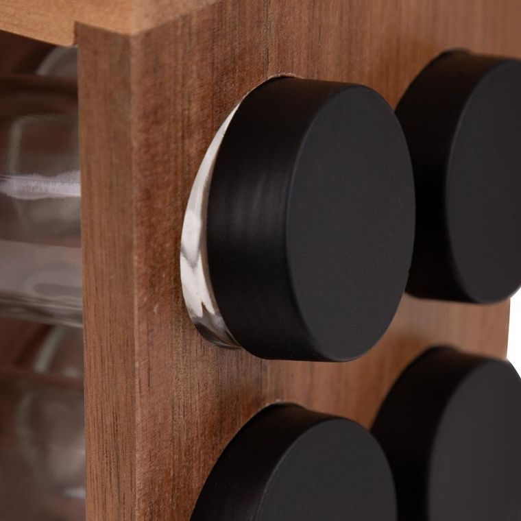 Homla, Lenne, zestaw przyprawników na stojaku obrotowym, 16 słoiczków, 28-17-12 cm