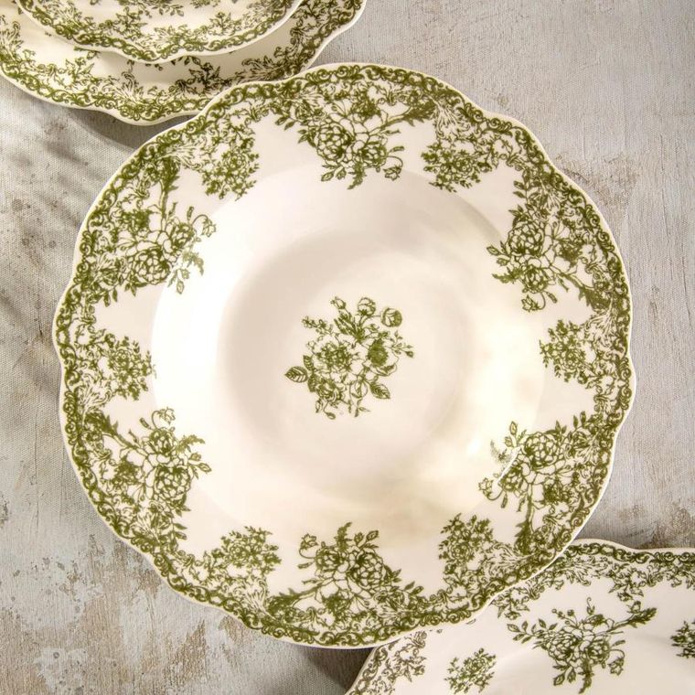 Homla, Lourry, talerz, głęboki zielony, 22 cm