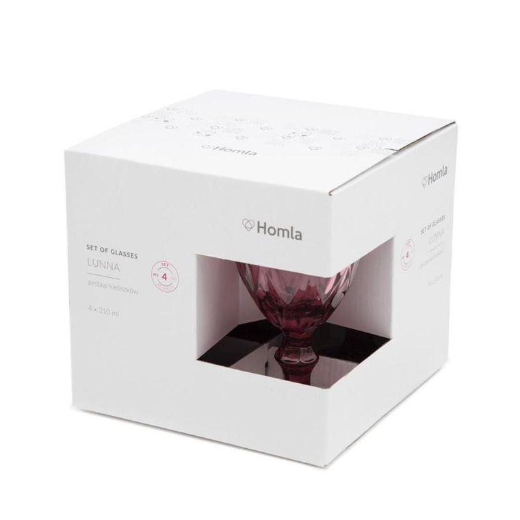 Homla, Lunna, zestaw kieliszków do wina transparentnych, 0,31 l, 4 szt.