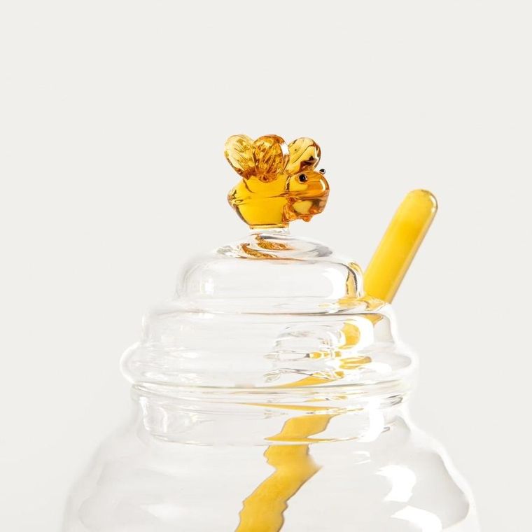 Homla, Mella, szklany pojemnik, na miód ze szklaną łyżką, 0,46l