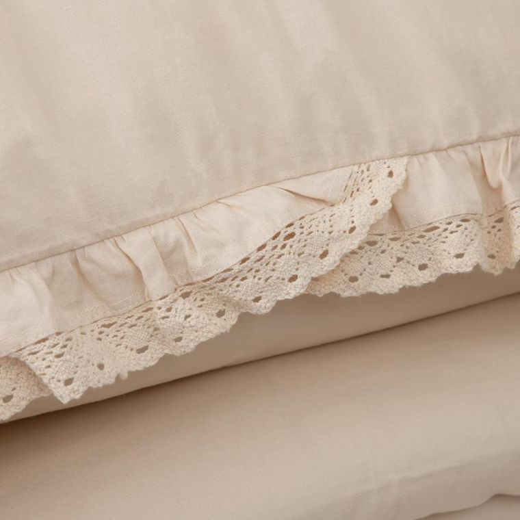 Homla, Moises, Pościel bawełniana beżowa z koronką PREMIUM, 160-200 cm, SS23 843728