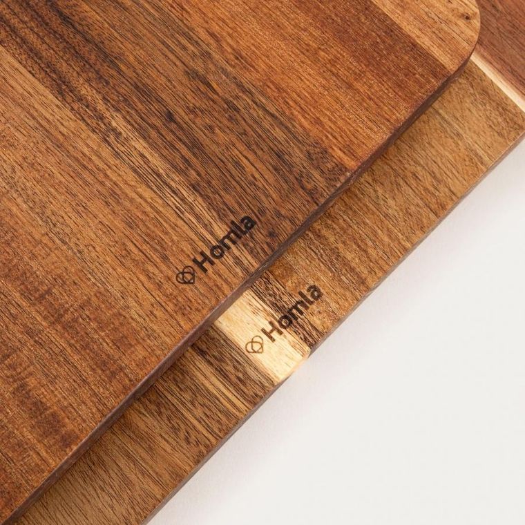 Homla, Mooka, zestaw desek, do krojenia, akacjowych z metalowym uchwytem, 33-25,5 cm