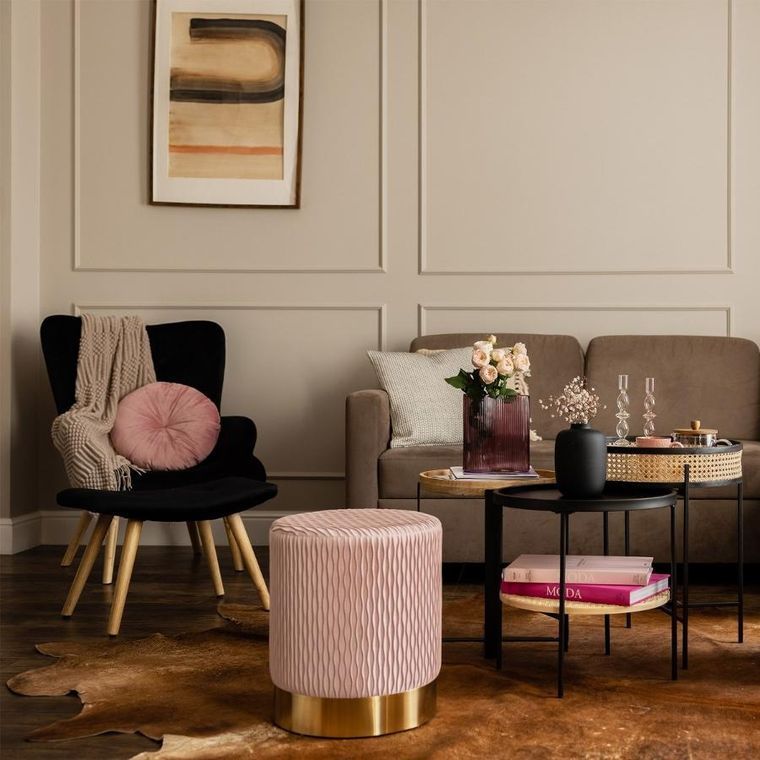 Homla, Moss, Fotel welurowy czarny 70-95 cm