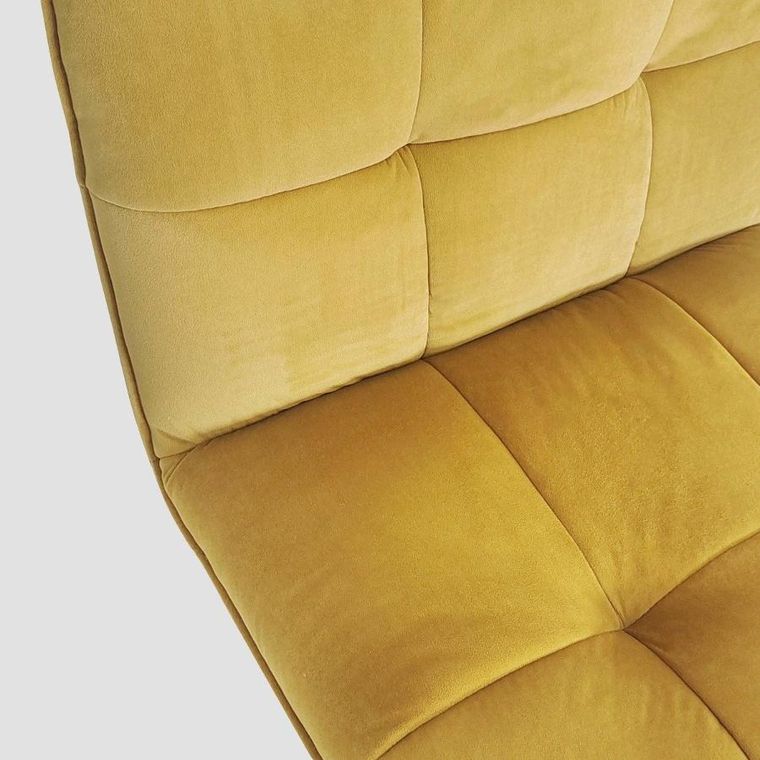 Homla, Nelox, fotel welurowy, musztardowy, 63-69-73 cm