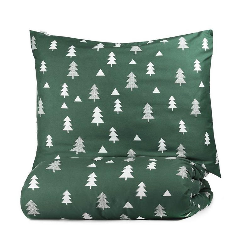 Homla, Pema, pościel, z mikrofibry w choinki zielona, 160-200 cm