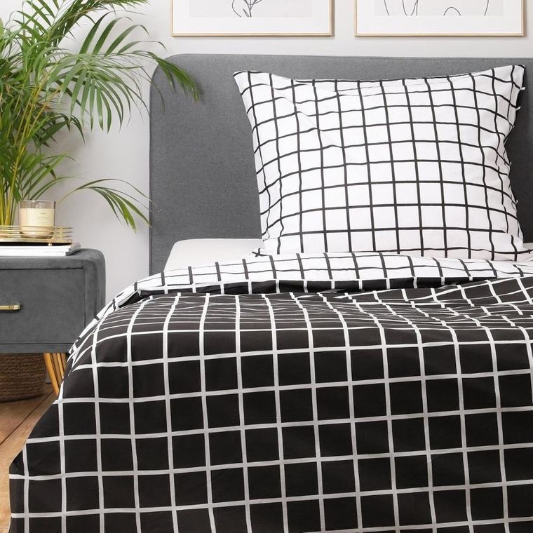 Homla, Reyes, Pościel bawełniana dwustonna czarno-biała 140-200 cm