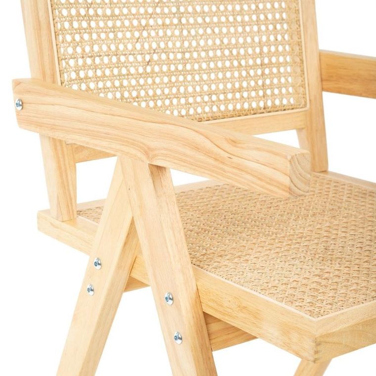 Homla, Rotin, fotel drewniany z plecionką wiedeńską, 50-55-78 cm