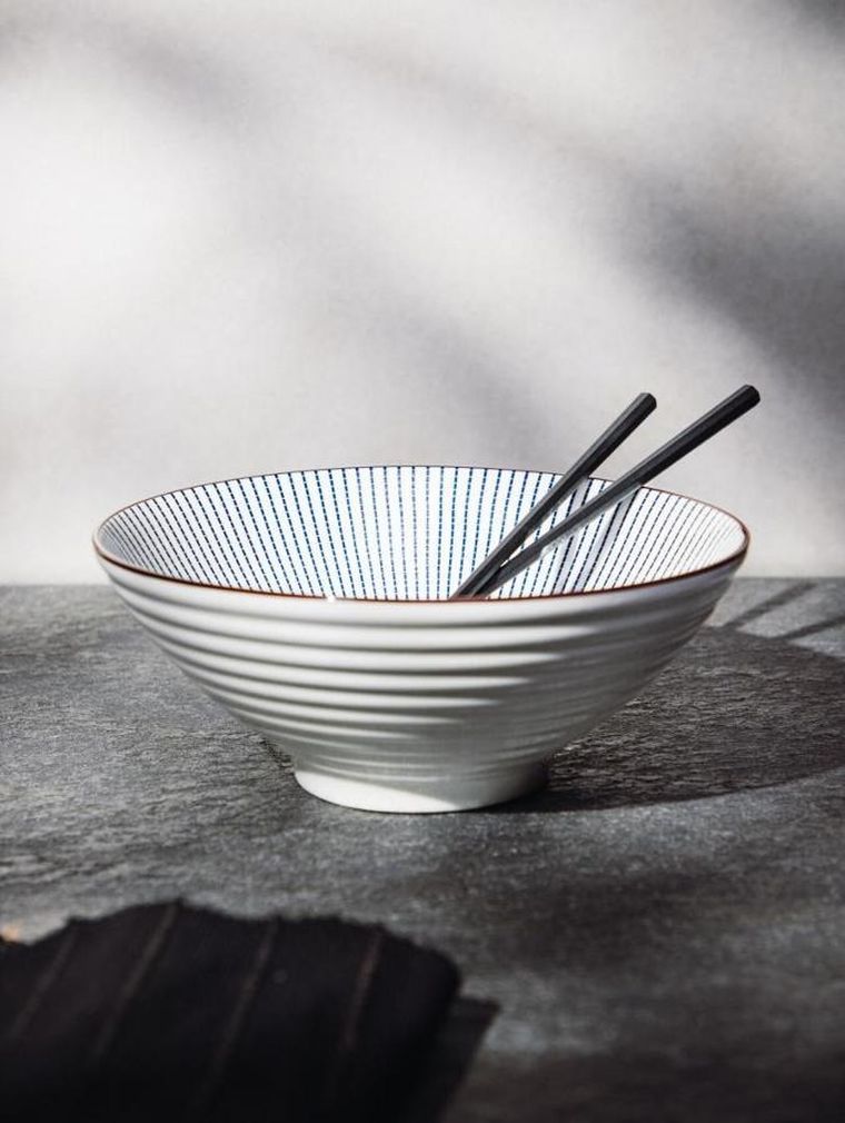 Homla, Salado, miska, w paski z brązowym rantem, 21 cm