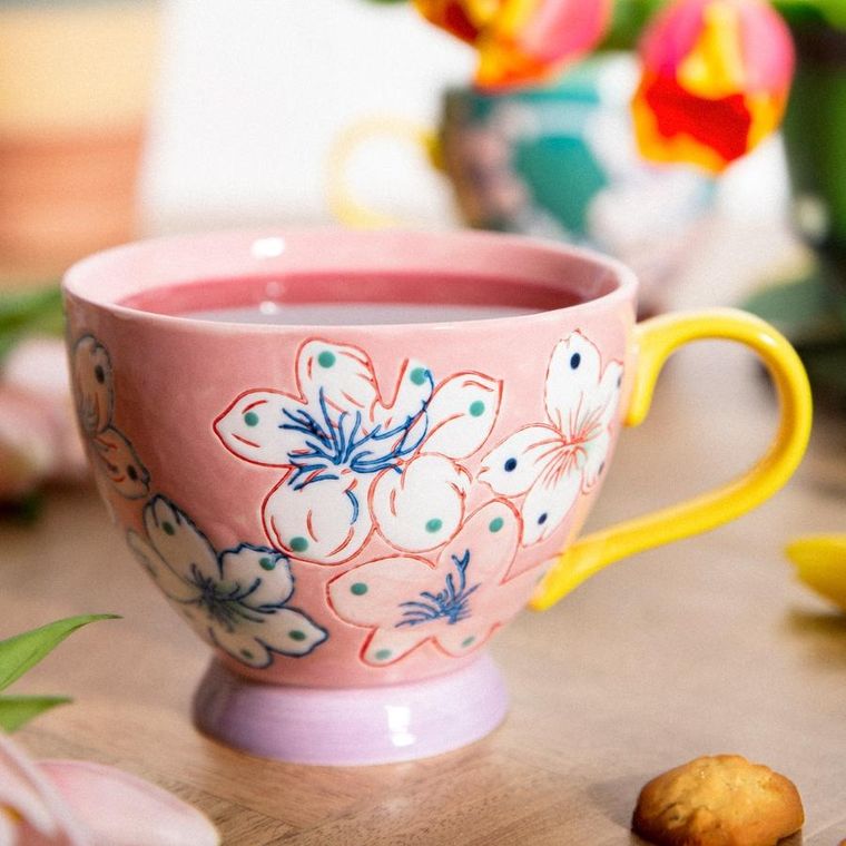 Homla, Salva, Kubek ręcznie malowany różowy, 0,4 l, 886589