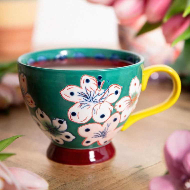 Homla, Salva, Kubek rręcznie malowany turkusowy, 0,4 l, 886596