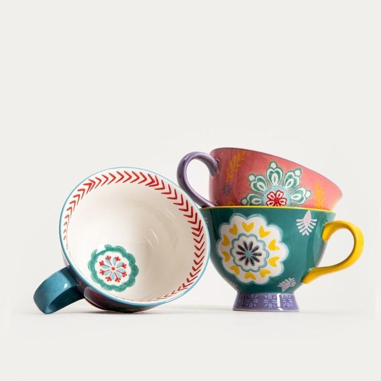 Homla, Shilla, kubek, ręcznie malowany z żółtym uchem, 0,4l