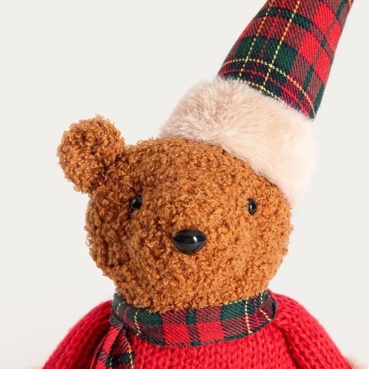 Homla, Tartan, skrzat, pan miś siedzący w sweterku w kratę, 40 cm