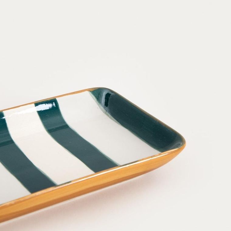 Homla, Torrit, talerz, w zielone paski, 19-12 cm