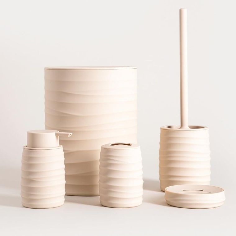 Homla, Torus, dozownik, z tłoczeniem, beżowy, 8,2-8,2-17 cm