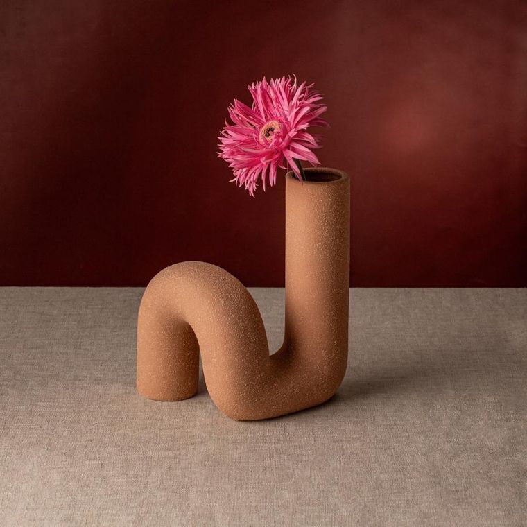 Homla, Twist, wazon, ceramiczny zakręcony beżowy, 13-17 cm