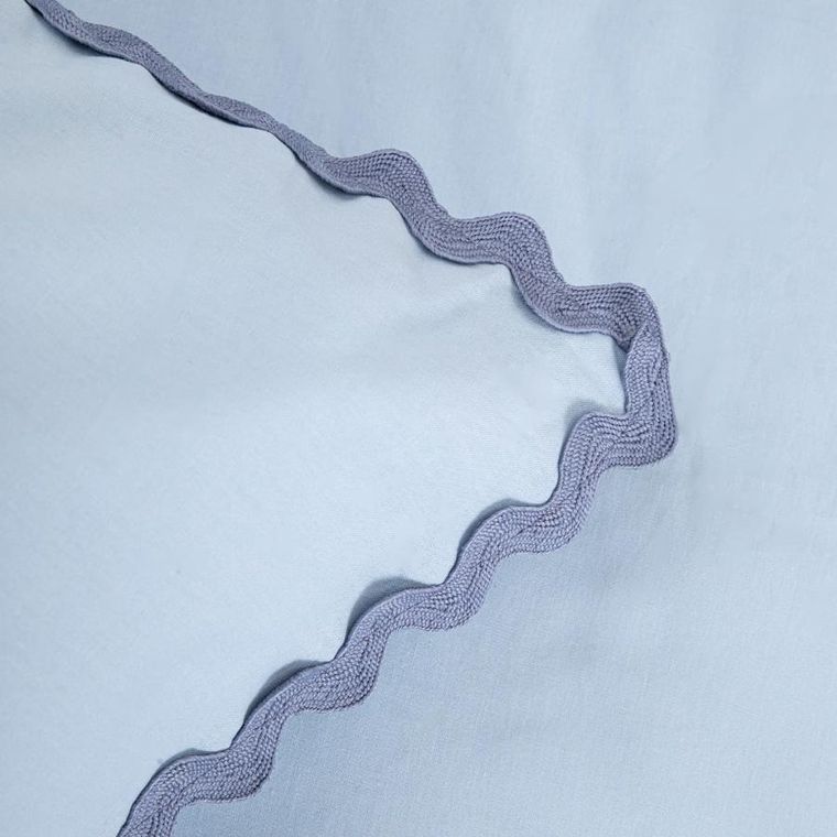 Homla, Vela, pościel, bawełniana z ozdobną lamówką niebieska, 200-220 cm