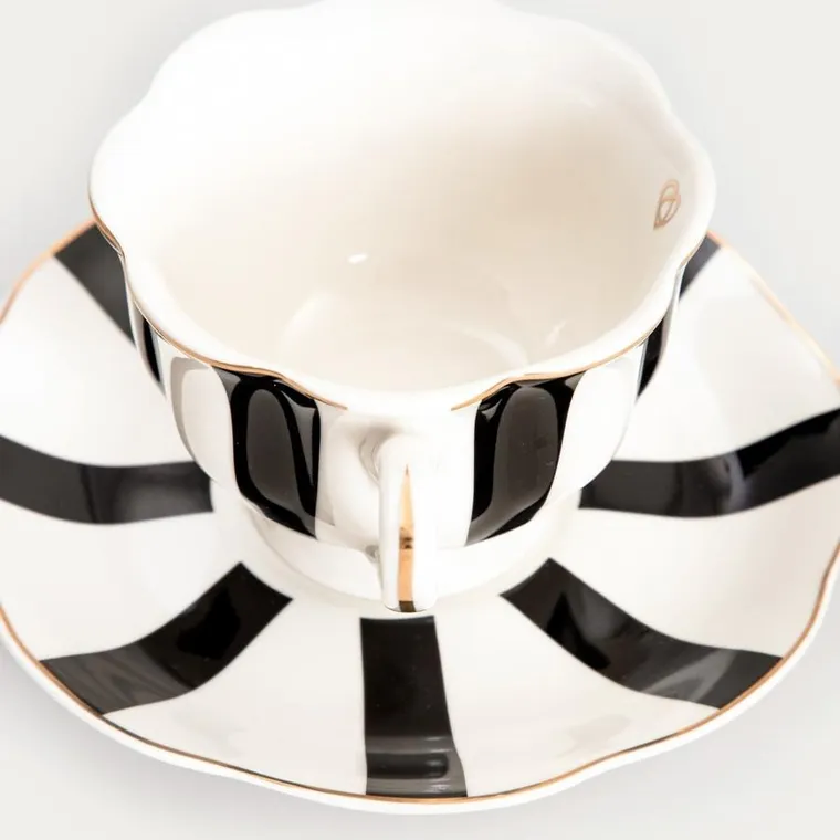 Homla, Velos, filiżanka ze spodkiem, w czarne paski, 0,15l