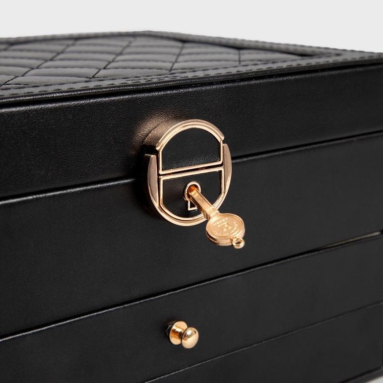 Homla, Virello, szkatułka na biżuterię, kuferek czarny, 23-17-13,5 cm