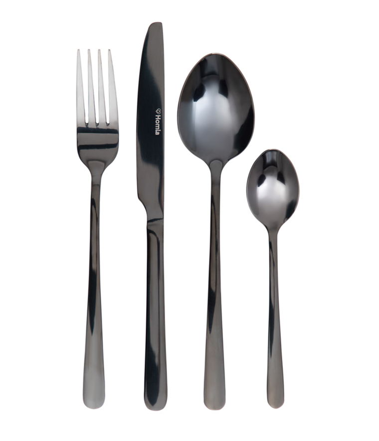 Homla,lugano, zestaw sztućców, czarnych, 24 szt.