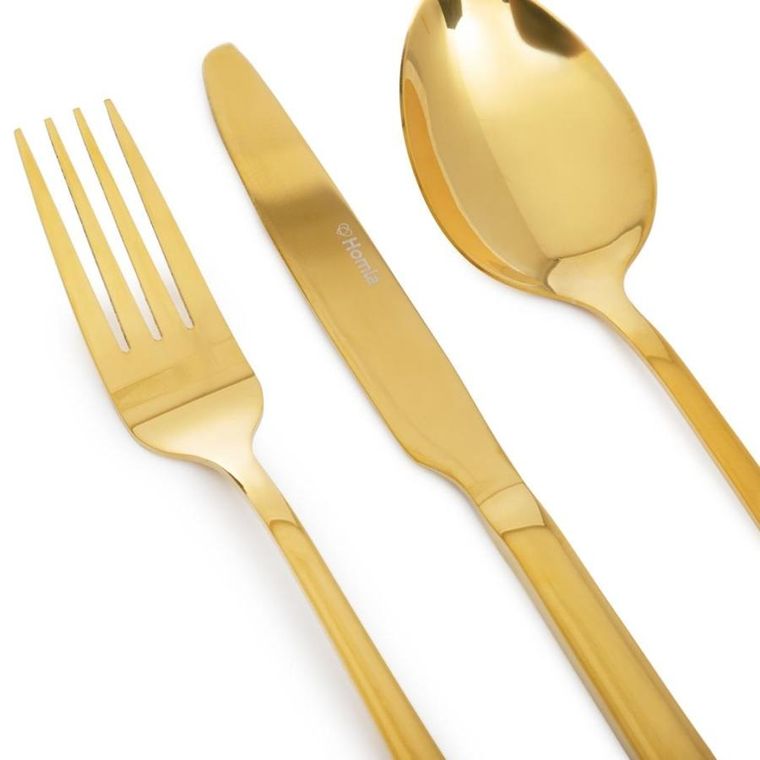 Homla,lugano, zestaw sztućców, złotych, 24 szt.