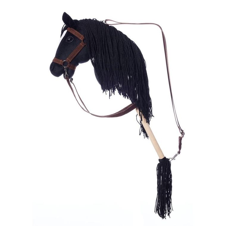 Hoppihorse, Hobby Horse, konik na kiju, A3, długowłosy, czarny