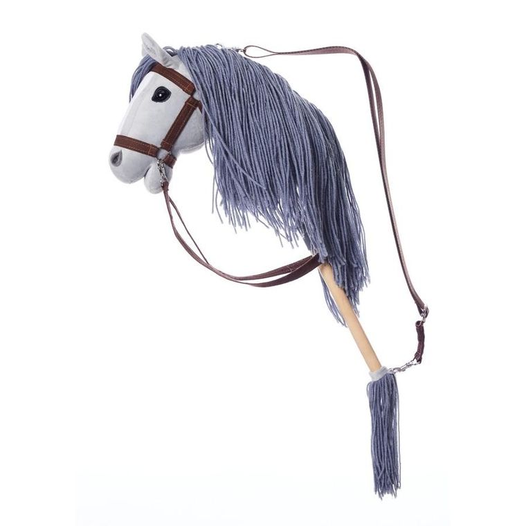Hoppihorse, Hobby Horse, konik na kiju, A3, długowłosy, szary