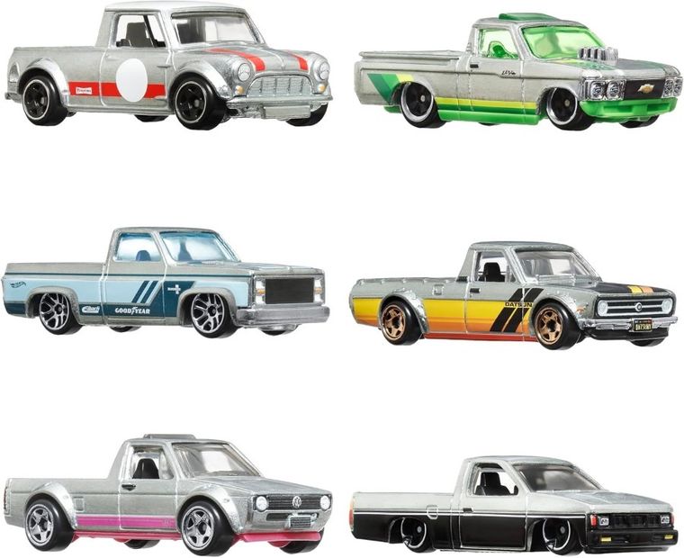 Hot Wheels, Pick-upy Zamac, zestaw 6 metalowych pojazdów