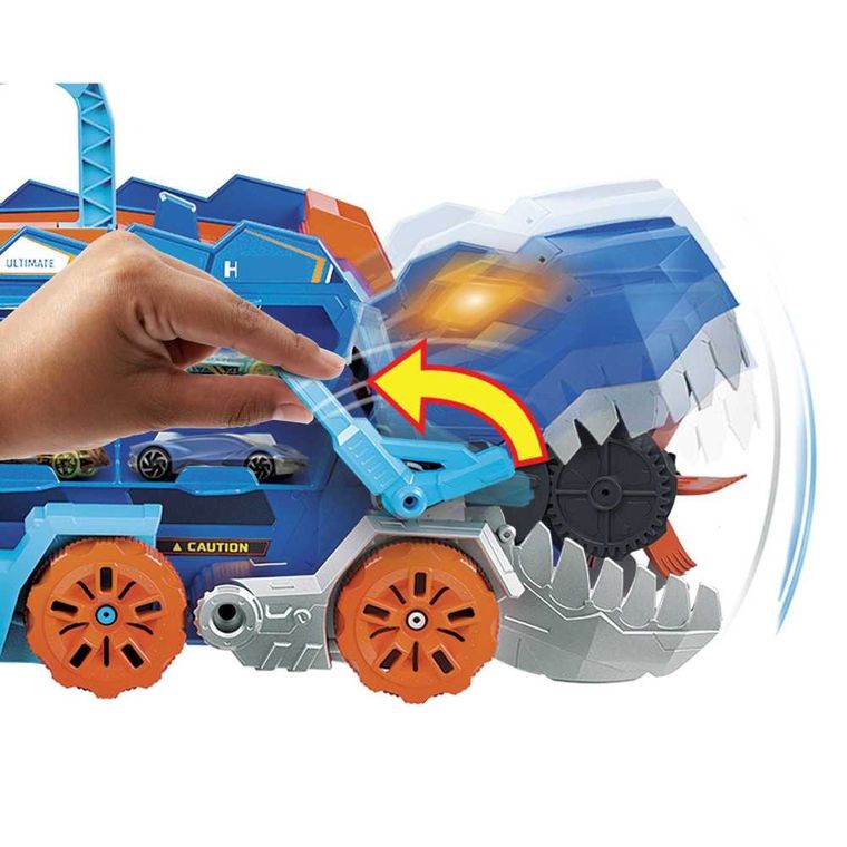 Hot Wheels, T-Rex Mega Transporter, zestaw do zabawy z dużym samochodem