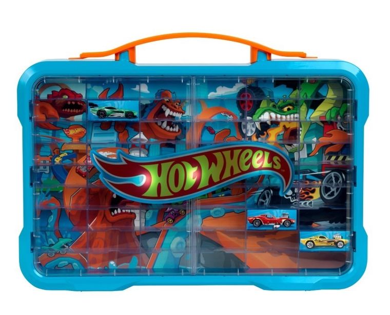 Hot Wheels, walizka na samochodziki z podświetlanym logo
