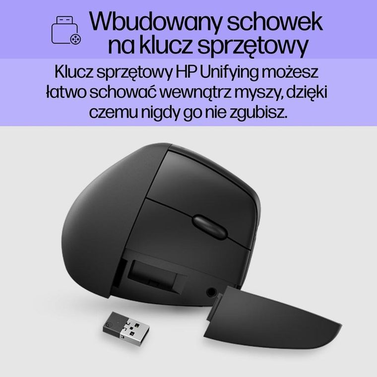 HP, 920 ergonomic vertical mouse, mysz bezprzewodowa, czarna