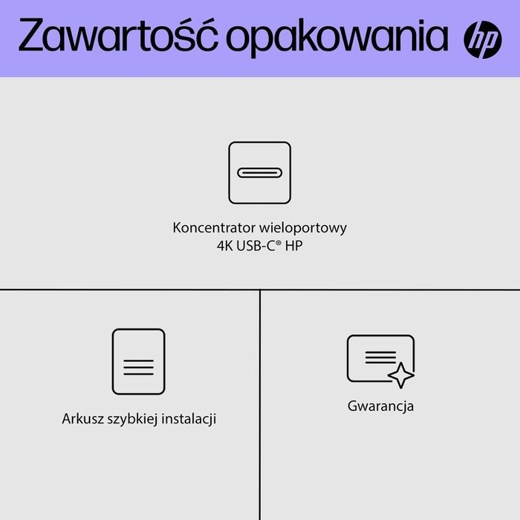 HP, Hub USB-c 4k 6g842aa 4 Porty USB-c, czarny