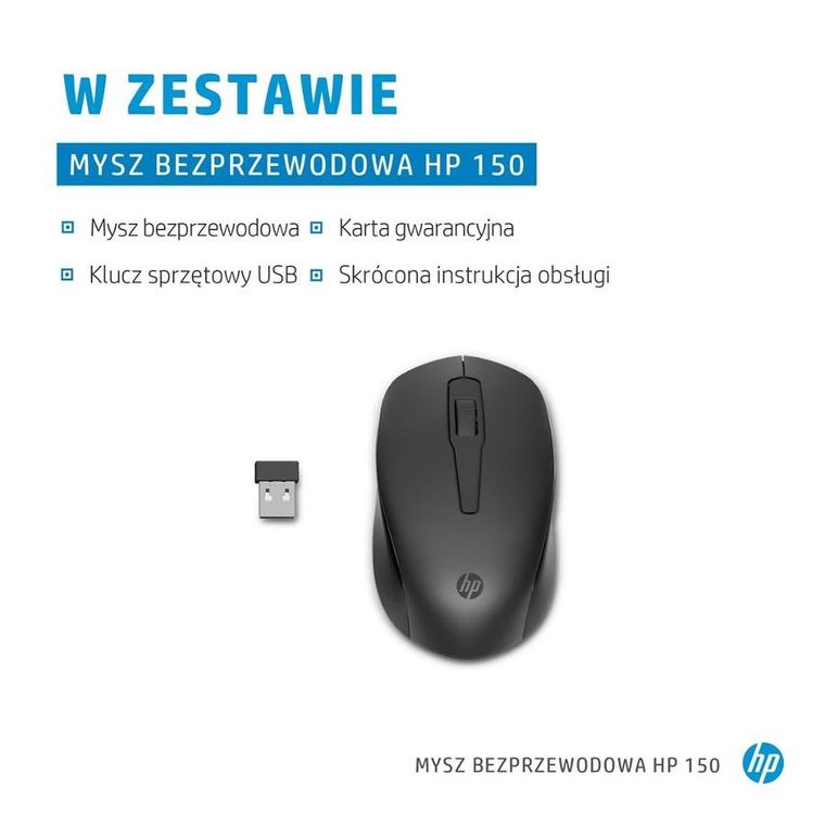 HP, Mysz 150 Wireless Mouse bezprzewodowa, czarna 2s9l1aa