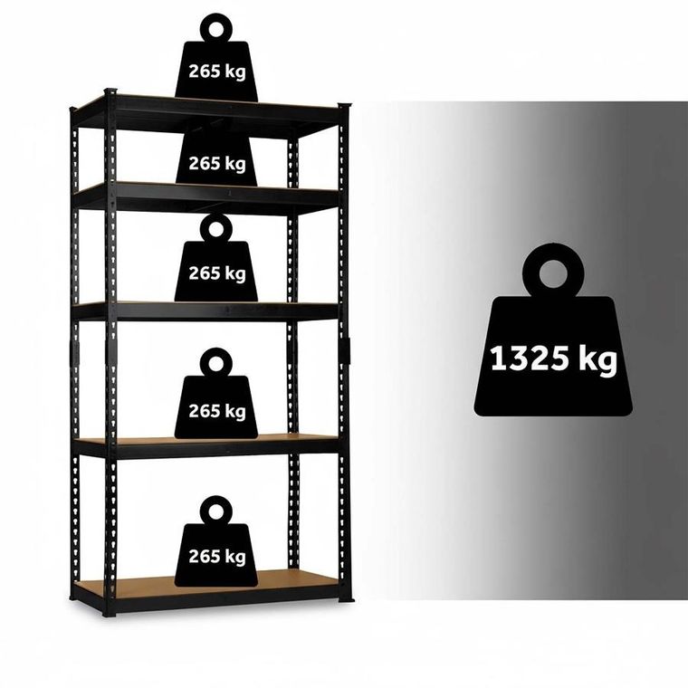Humberg, regał magazynowy, metalowy, czarny, 183-90-40 cm, HR-853