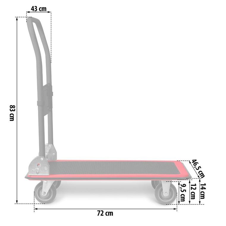 Humberg, wózek transportowy platformowy, czarno-czerwony